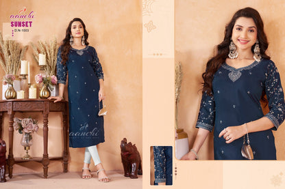 Sunset Aanchi Straight Cut Kurtis Exporter Ahmedabad