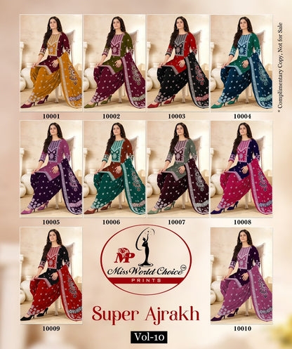 Super Ajrakh Vol 10 Miss World Choice Cotton Dress Material Supplier Gujarat