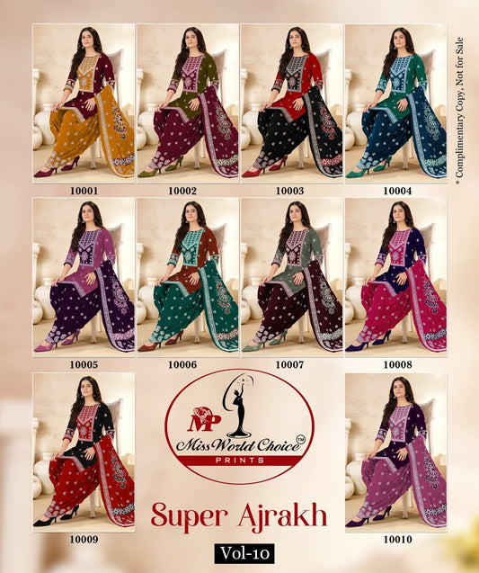 Super Ajrakh Vol 10 Miss World Choice Cotton Dress Material Supplier Gujarat