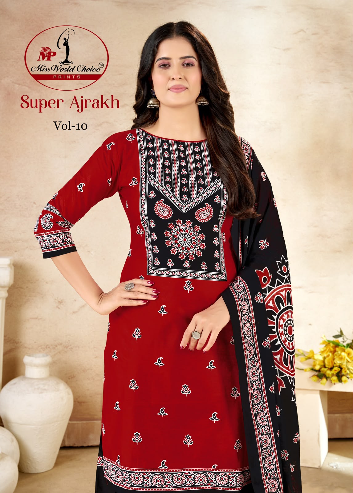Super Ajrakh Vol 10 Miss World Choice Cotton Dress Material Supplier Gujarat