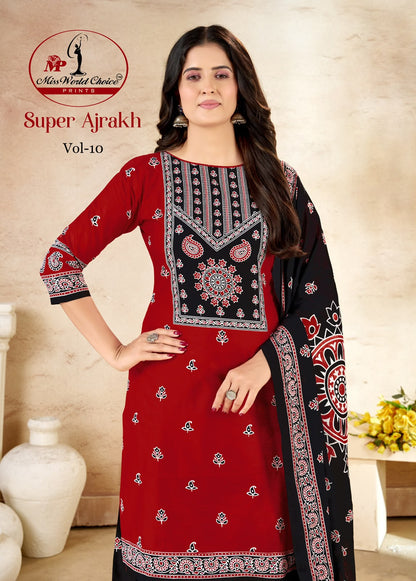 Super Ajrakh Vol 10 Miss World Choice Cotton Dress Material Supplier Gujarat