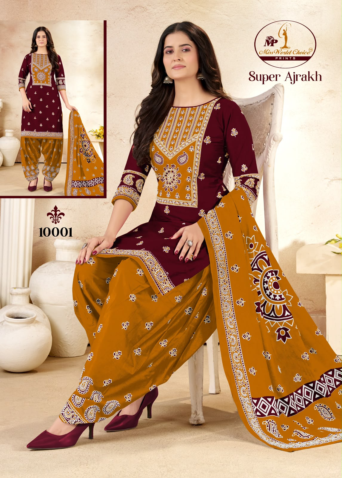 Super Ajrakh Vol 10 Miss World Choice Cotton Dress Material Supplier Gujarat