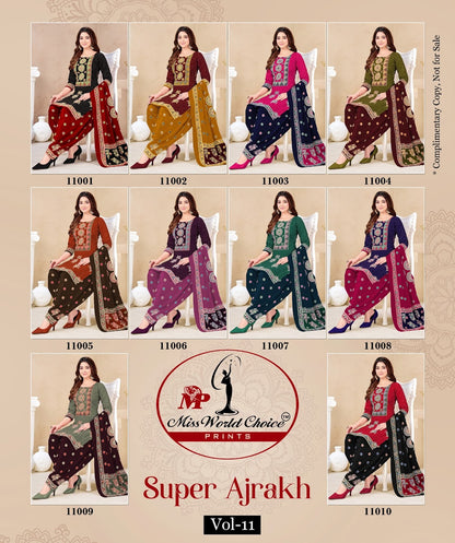 Super Ajrakh Vol 11 Miss World Choice Cotton Dress Material Manufacturer Gujarat