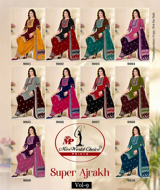 Super Ajrakh Vol 9 Miss World Choice Cotton Dress Material Supplier India