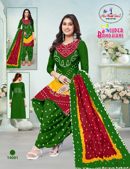 Super Bandhani Vol 14 Miss World Choice Cotton Dress Material Manufacturer Ahmedabad