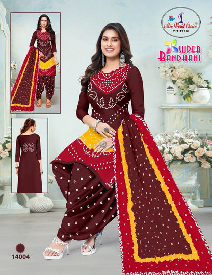 Super Bandhani Vol 14 Miss World Choice Cotton Dress Material Manufacturer Ahmedabad