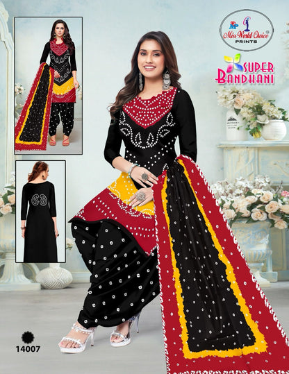 Super Bandhani Vol 14 Miss World Choice Cotton Dress Material Manufacturer Ahmedabad