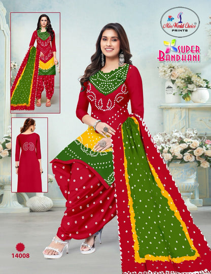 Super Bandhani Vol 14 Miss World Choice Cotton Dress Material Manufacturer Ahmedabad