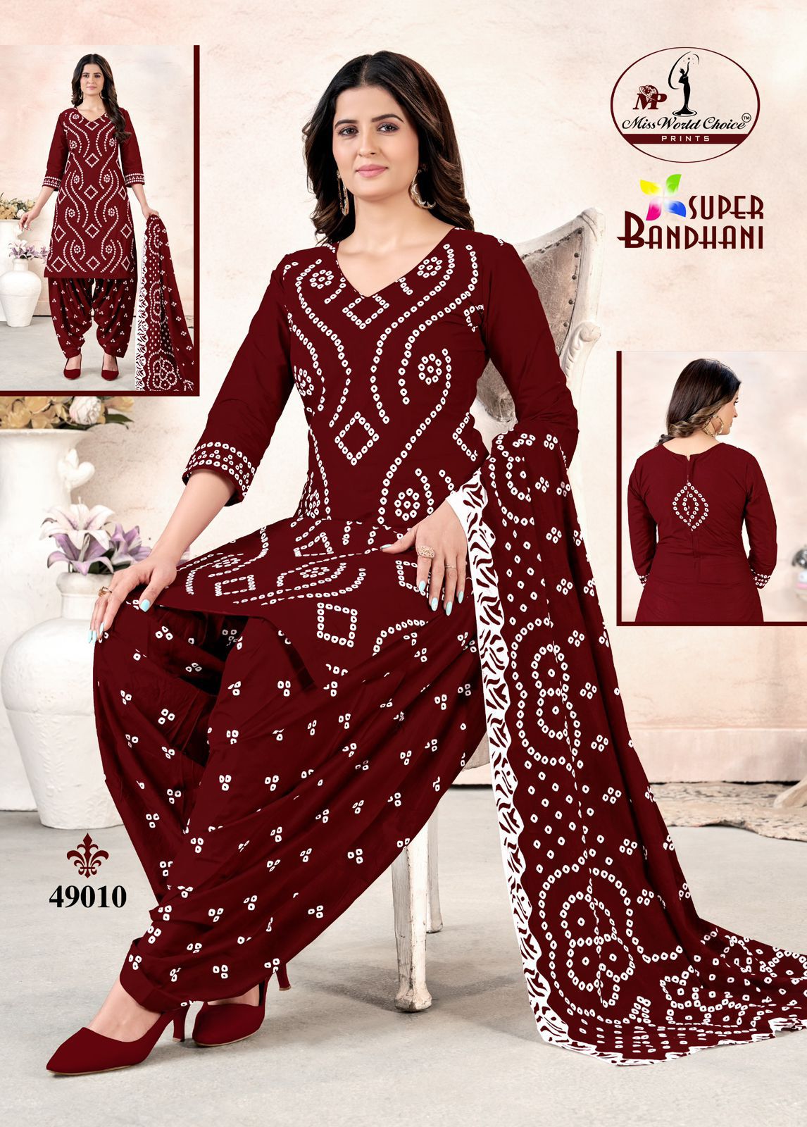 Super Bandhani Vol 49 Miss World Choice Cotton Dress Material Supplier India