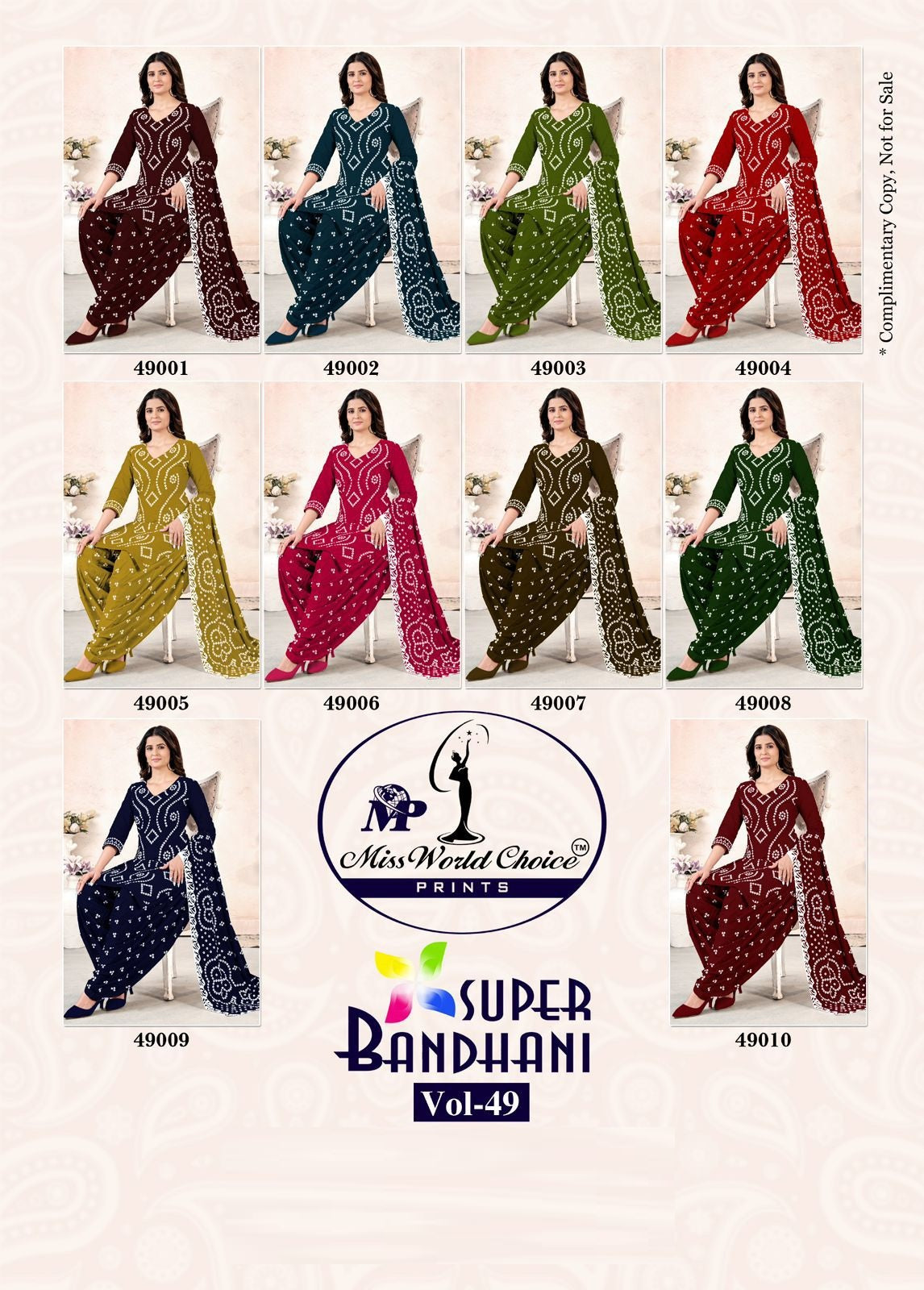 Super Bandhani Vol 49 Miss World Choice Cotton Dress Material Supplier India