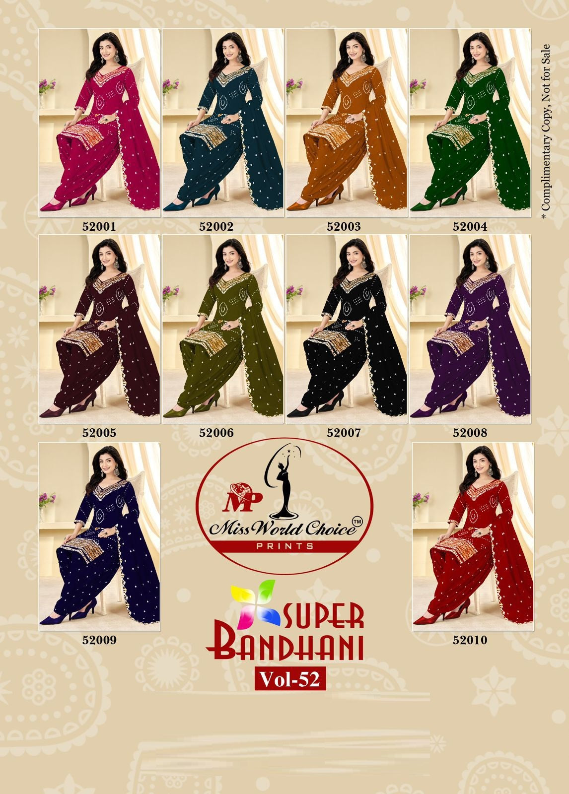 Super Bandhani Vol 52 Miss World Choice Cotton Dress Material Wholesaler Gujarat
