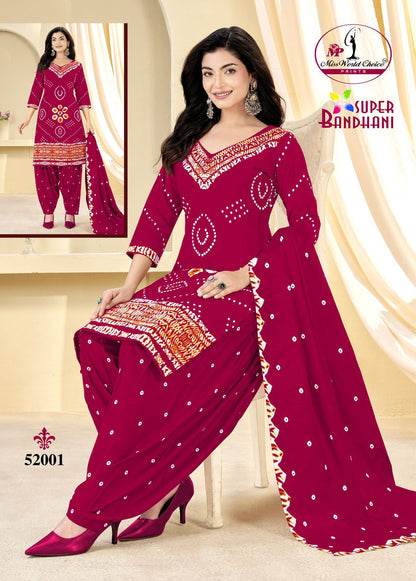 Super Bandhani Vol 52 Miss World Choice Cotton Dress Material Wholesaler Gujarat