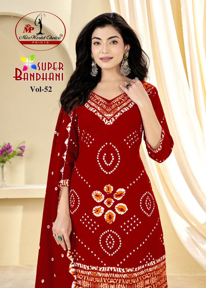 Super Bandhani Vol 52 Miss World Choice Cotton Dress Material Wholesaler Gujarat