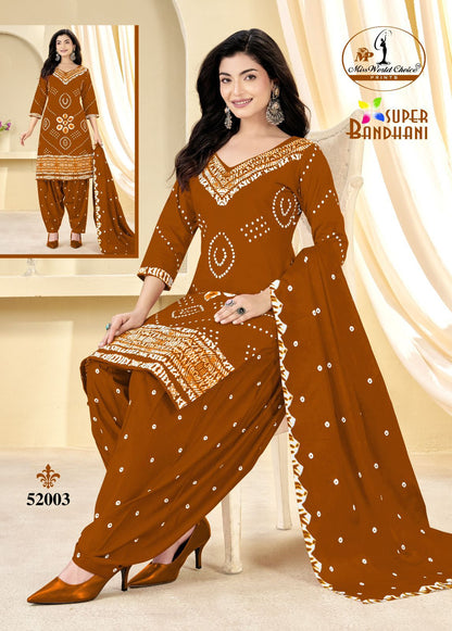 Super Bandhani Vol 52 Miss World Choice Cotton Dress Material Wholesaler Gujarat