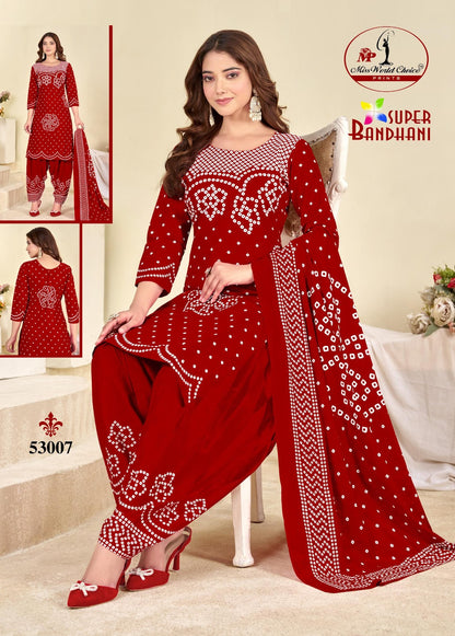 Super Bandhani Vol 53 Miss World Choice Cotton Dress Material Manufacturer Gujarat