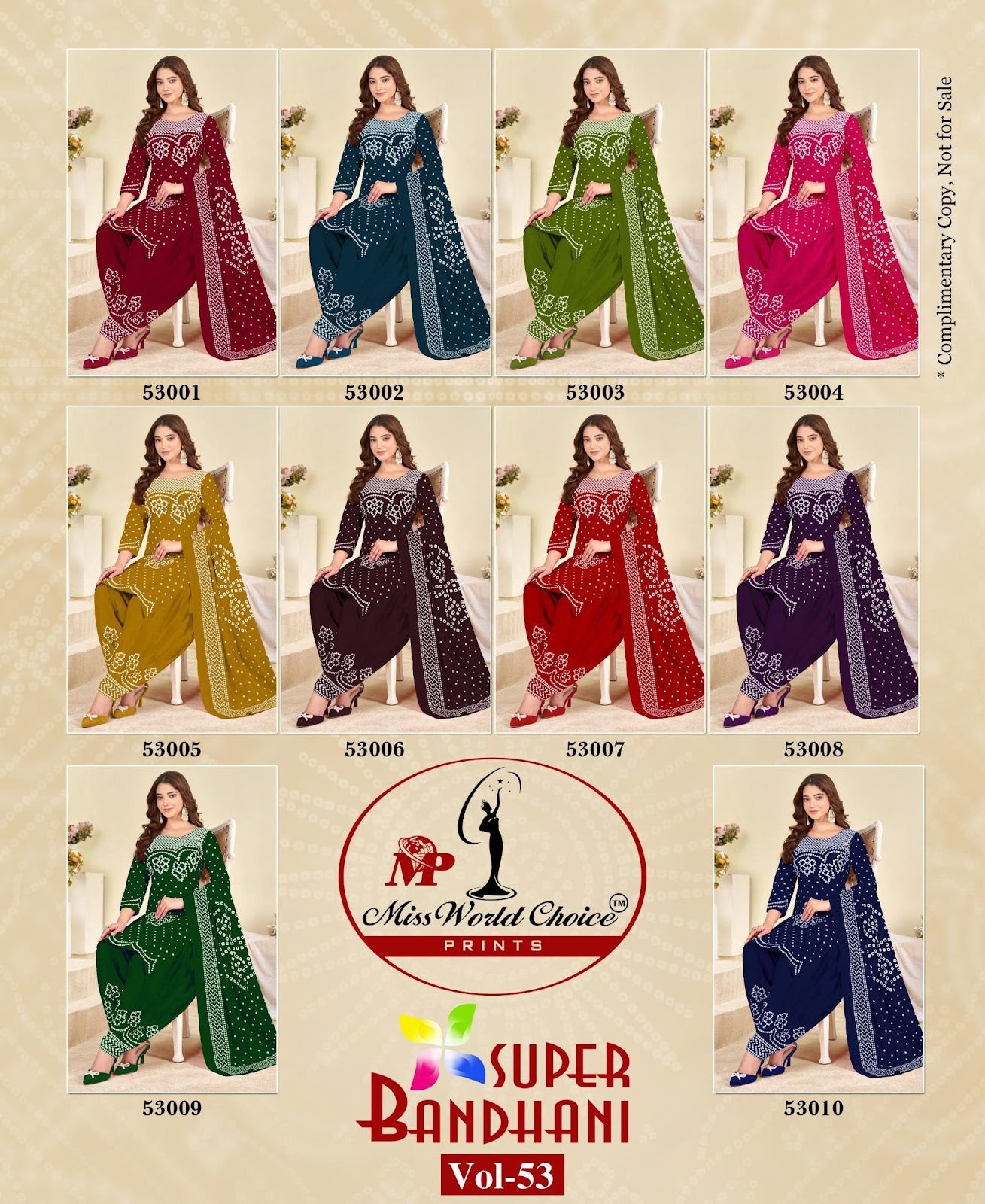 Super Bandhani Vol 53 Miss World Choice Cotton Dress Material Manufacturer Gujarat