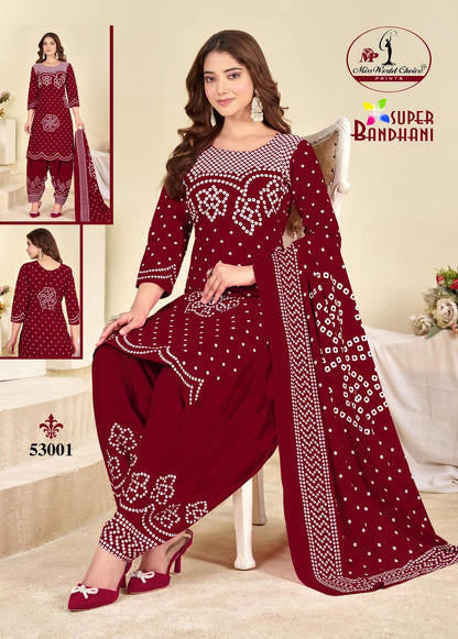 Super Bandhani Vol 53 Miss World Choice Cotton Dress Material Manufacturer Gujarat