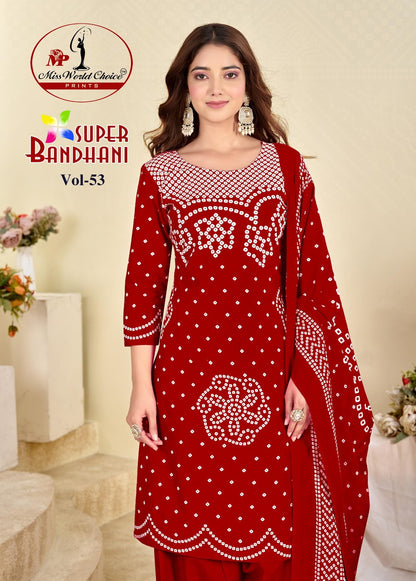 Super Bandhani Vol 53 Miss World Choice Cotton Dress Material Manufacturer Gujarat