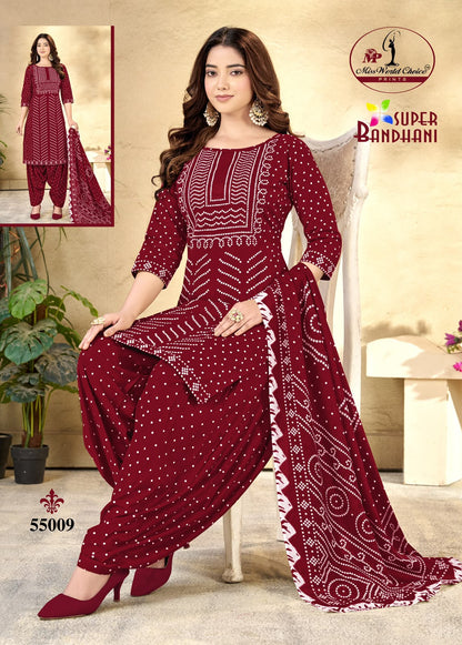 Super Bandhani Vol 55 Miss World Choice Cotton Dress Material Manufacturer Gujarat