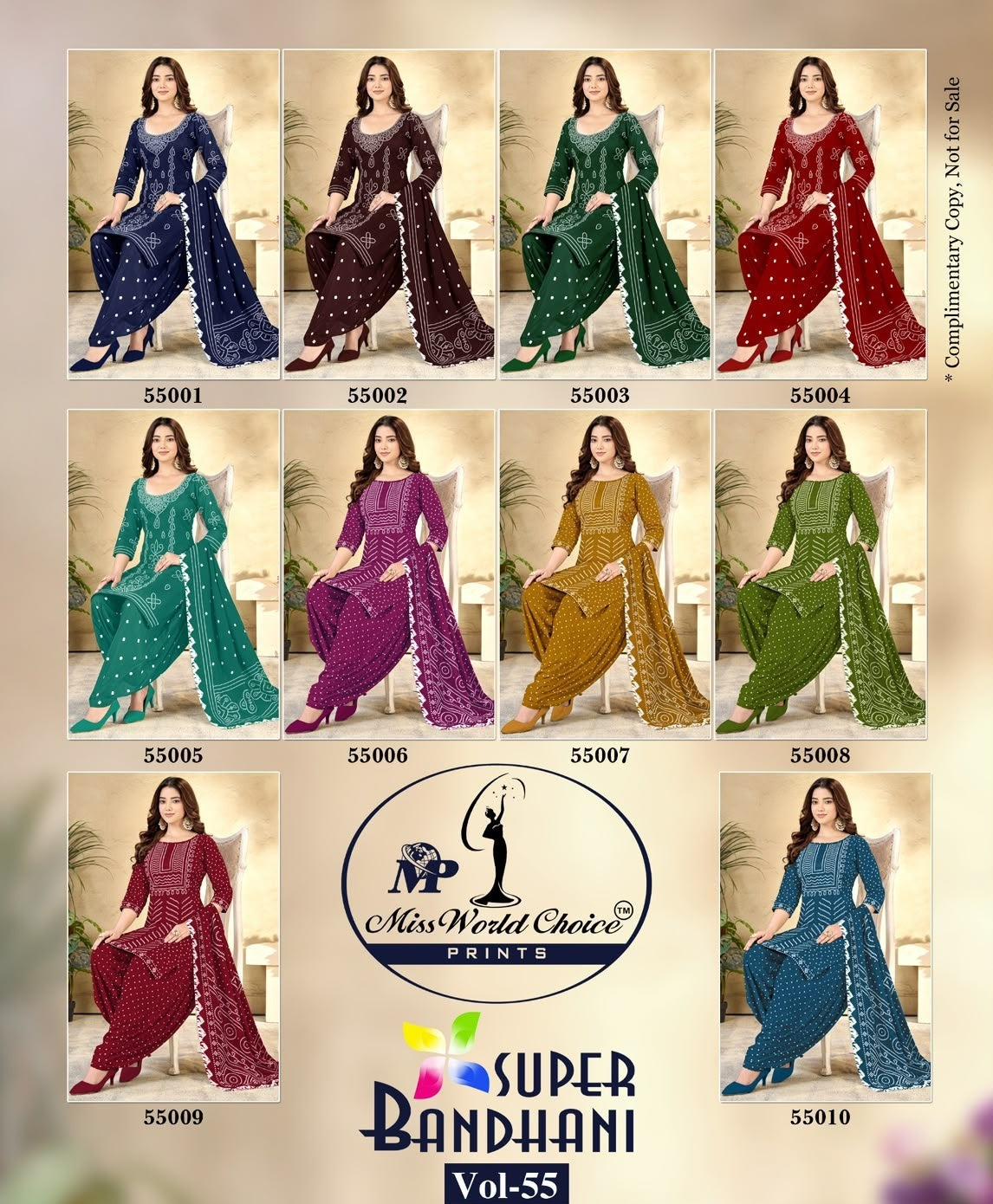 Super Bandhani Vol 55 Miss World Choice Cotton Dress Material Manufacturer Gujarat