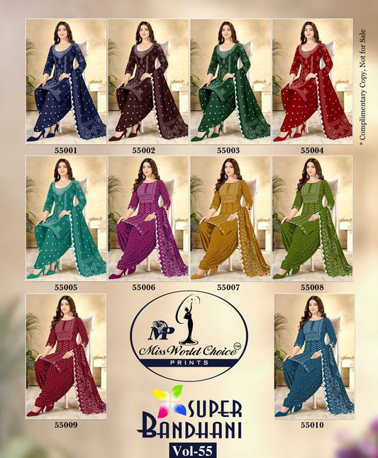 Super Bandhani Vol 55 Miss World Choice Cotton Dress Material Manufacturer Gujarat