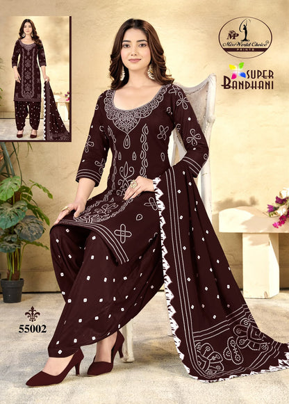 Super Bandhani Vol 55 Miss World Choice Cotton Dress Material Manufacturer Gujarat