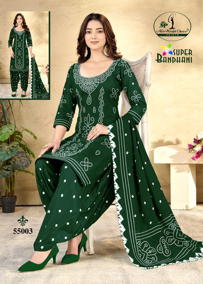 Super Bandhani Vol 55 Miss World Choice Cotton Dress Material Manufacturer Gujarat