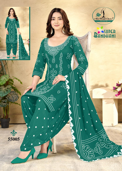 Super Bandhani Vol 55 Miss World Choice Cotton Dress Material Manufacturer Gujarat