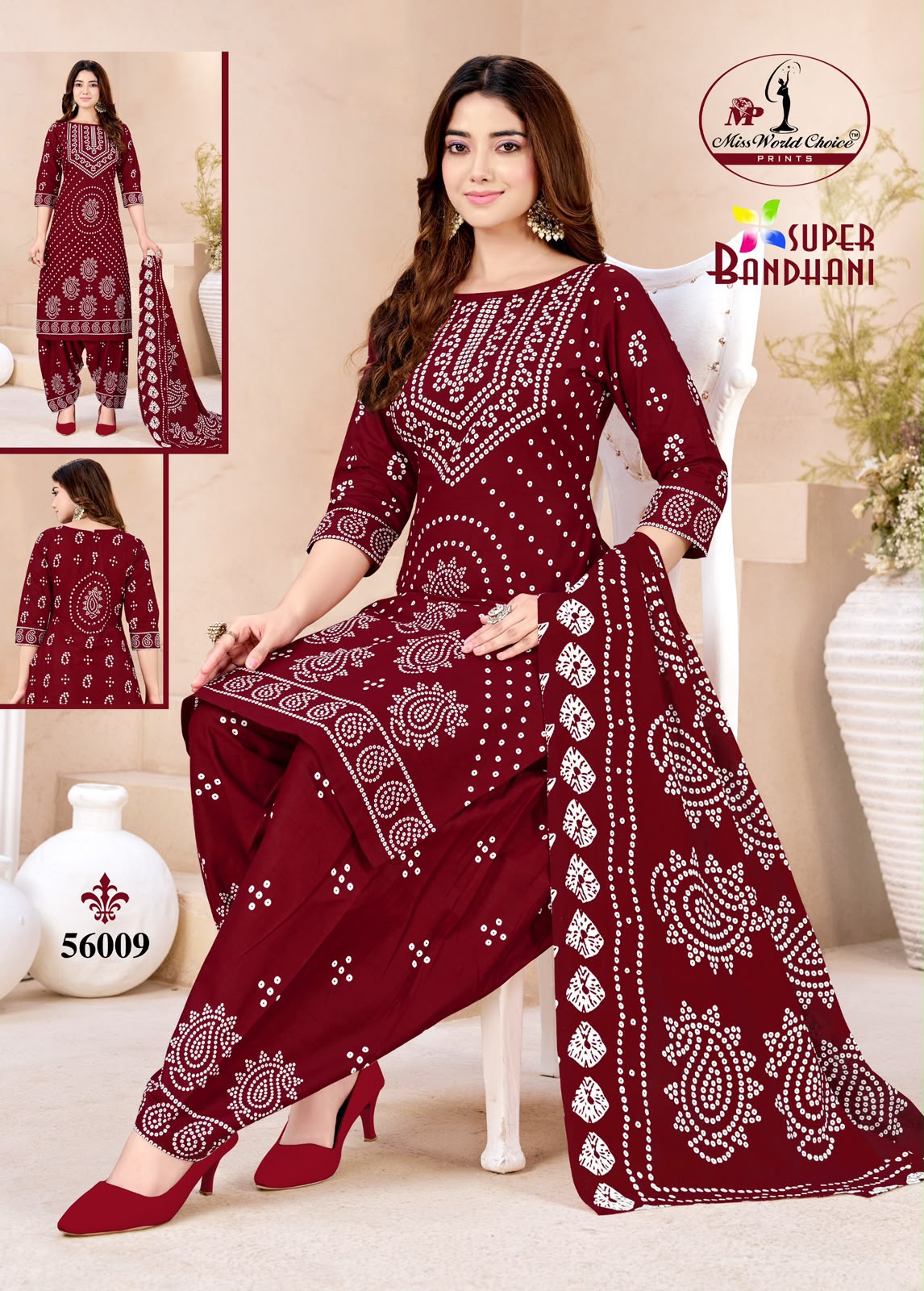 Super Bandhani Vol 56 Miss World Choice Cotton Dress Material Exporter India