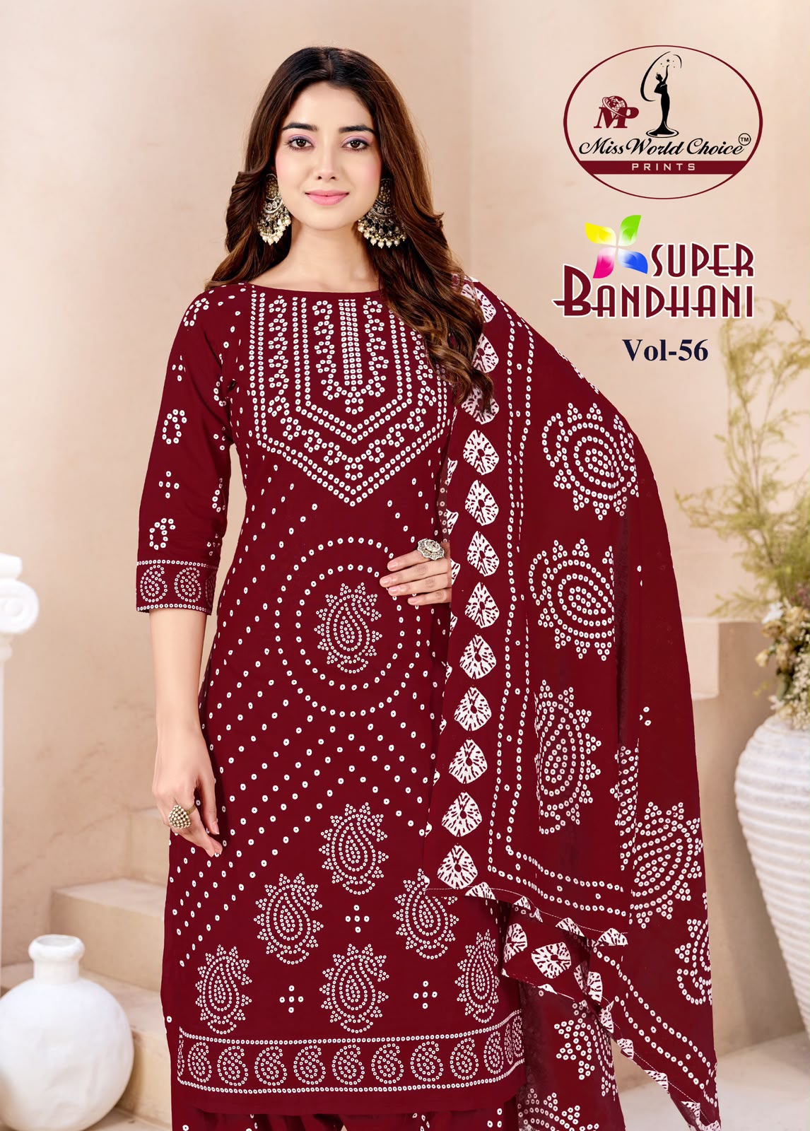 Super Bandhani Vol 56 Miss World Choice Cotton Dress Material Exporter India