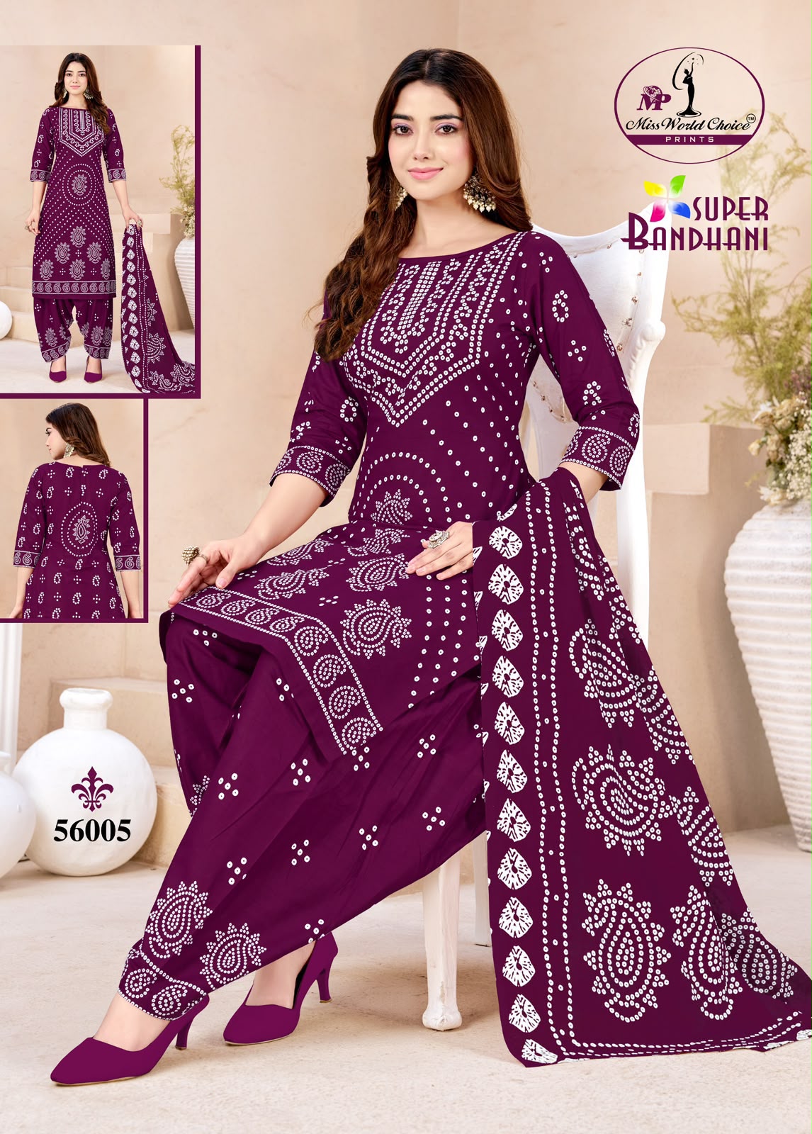 Super Bandhani Vol 56 Miss World Choice Cotton Dress Material Exporter India