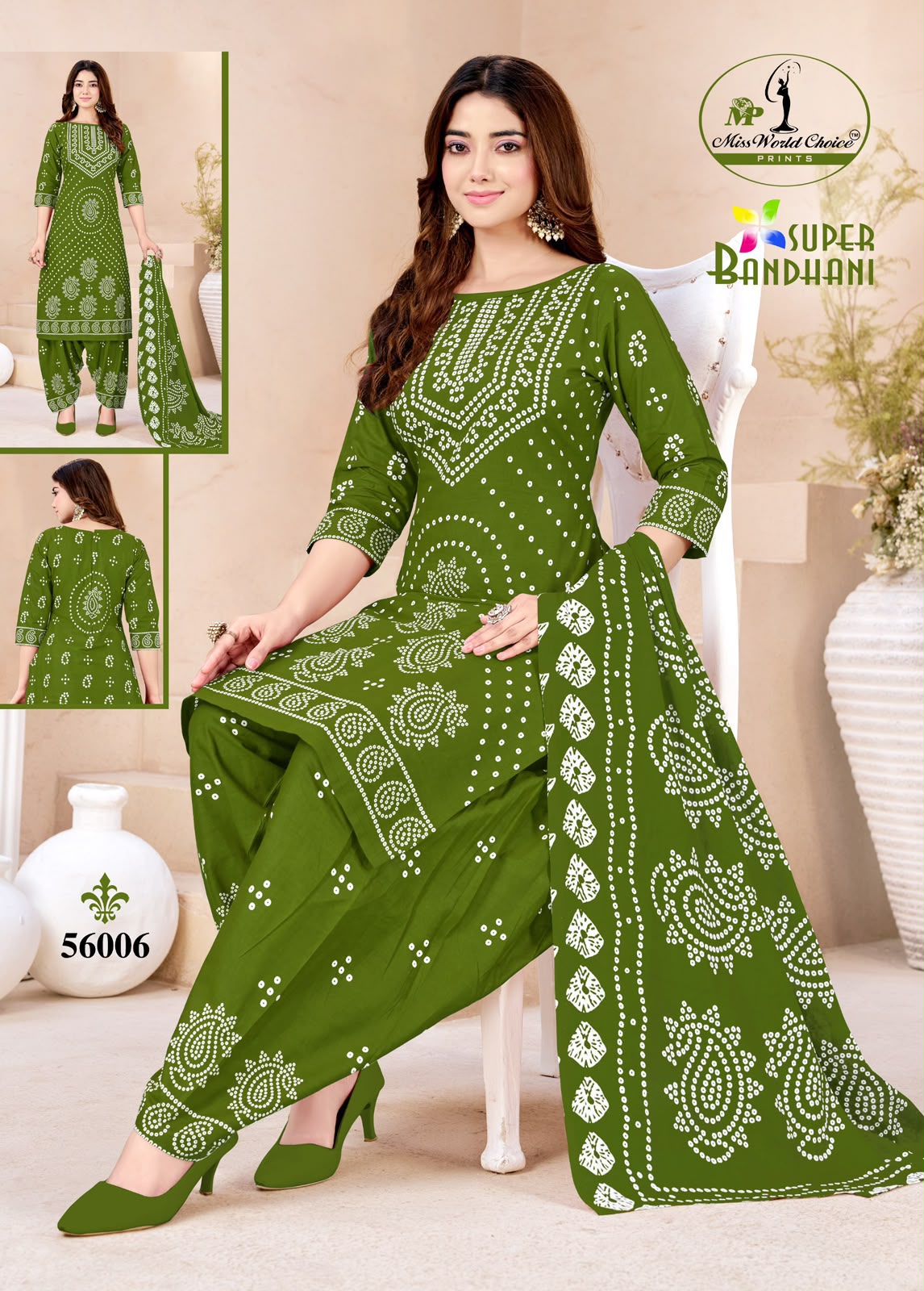 Super Bandhani Vol 56 Miss World Choice Cotton Dress Material Exporter India