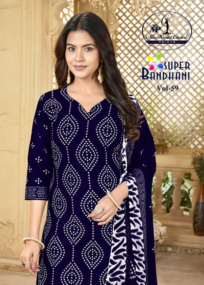 Super Bandhani Vol 59 Miss World Choice Cotton Dress Material Exporter