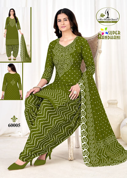 Super Bandhani Vol 60 Miss World Choice Cotton Dress Material Wholesaler