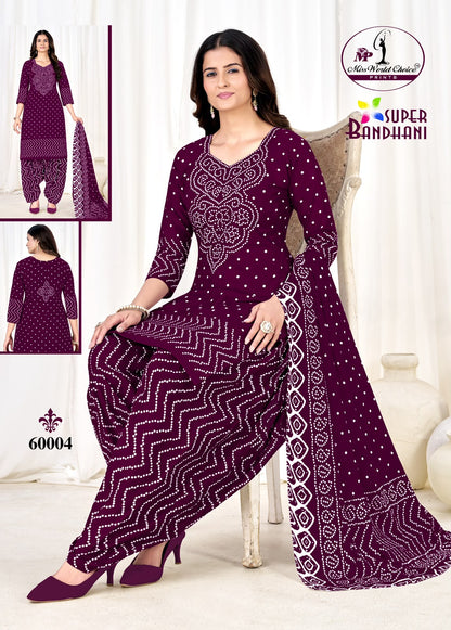 Super Bandhani Vol 60 Miss World Choice Cotton Dress Material Wholesaler