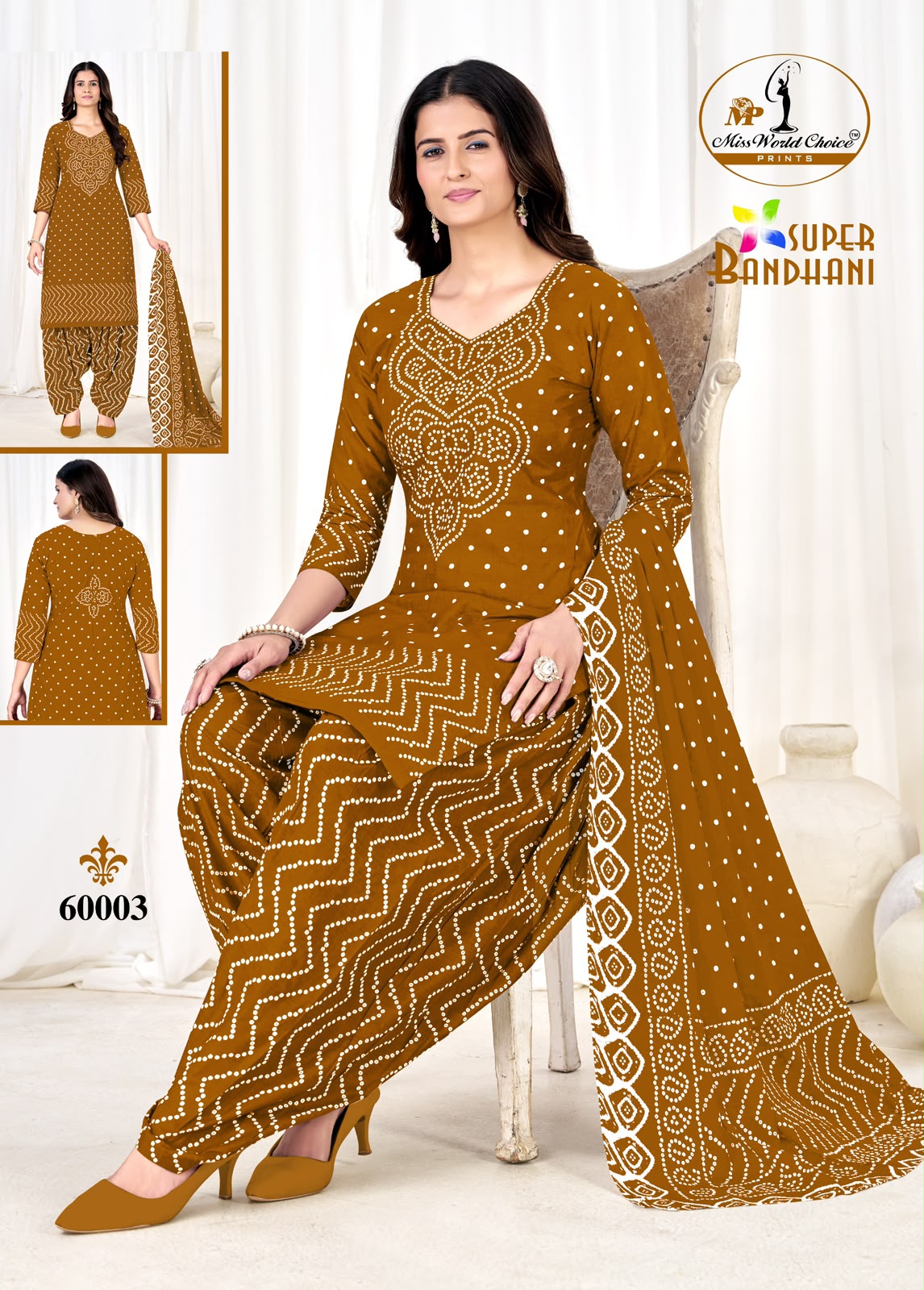 Super Bandhani Vol 60 Miss World Choice Cotton Dress Material Wholesaler