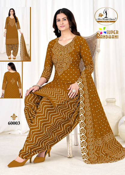 Super Bandhani Vol 60 Miss World Choice Cotton Dress Material Wholesaler