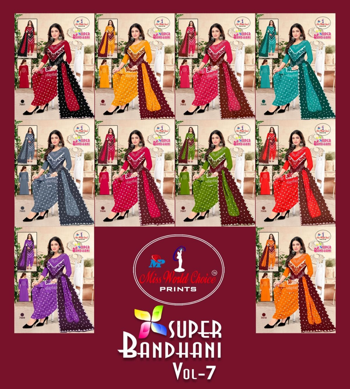 Super Bandhani Vol 7 Miss World Choice Cotton Dress Material Exporter