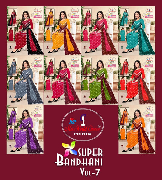 Super Bandhani Vol 7 Miss World Choice Cotton Dress Material Exporter
