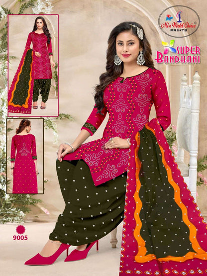 Super Bandhani Vol 9 Miss World Choice Cotton Dress Material Exporter India
