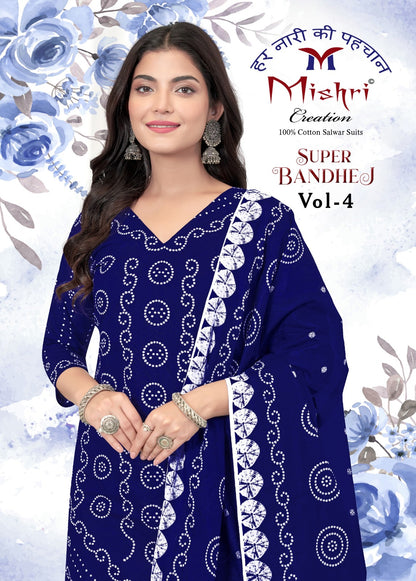 Super Bandhej Vol 4 Mishri Cotton Dress Material Supplier India