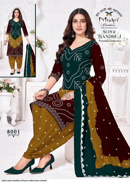 Super Bandhej Vol 8 Mishri Cotton Dress Material Exporter Gujarat
