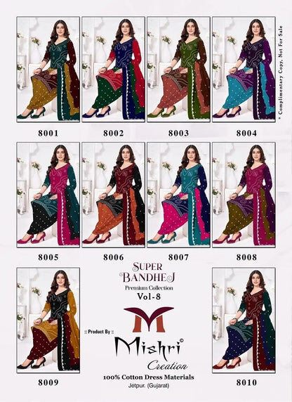 Super Bandhej Vol 8 Mishri Cotton Dress Material Exporter Gujarat
