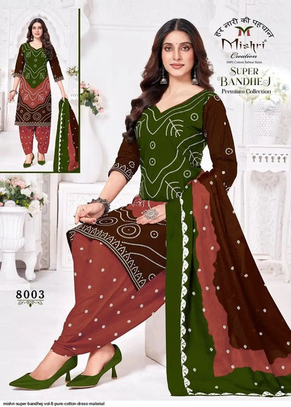 Super Bandhej Vol 8 Mishri Cotton Dress Material Exporter Gujarat