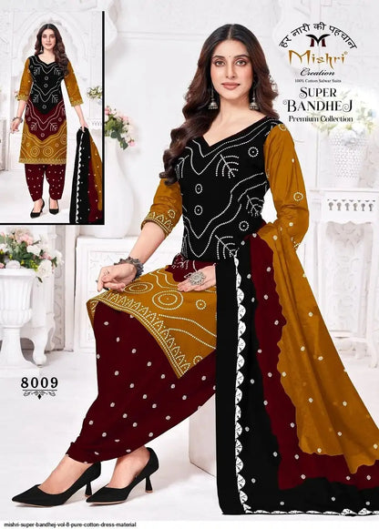 Super Bandhej Vol 8 Mishri Cotton Dress Material Exporter Gujarat