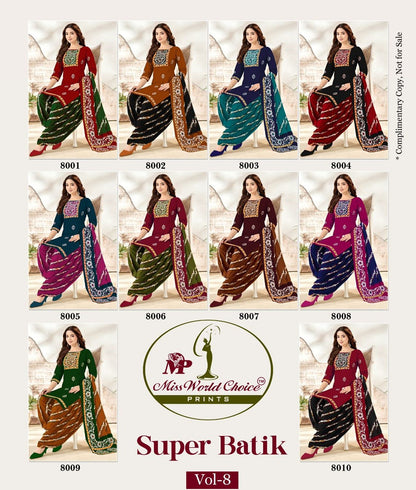 Super Batik Vol 8 Miss World Choice Cotton Dress Material Manufacturer