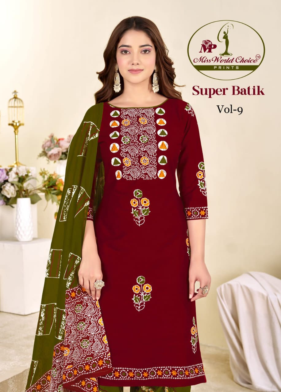 Super Batik Vol 9 Miss World Choice Cotton Dress Material Exporter India