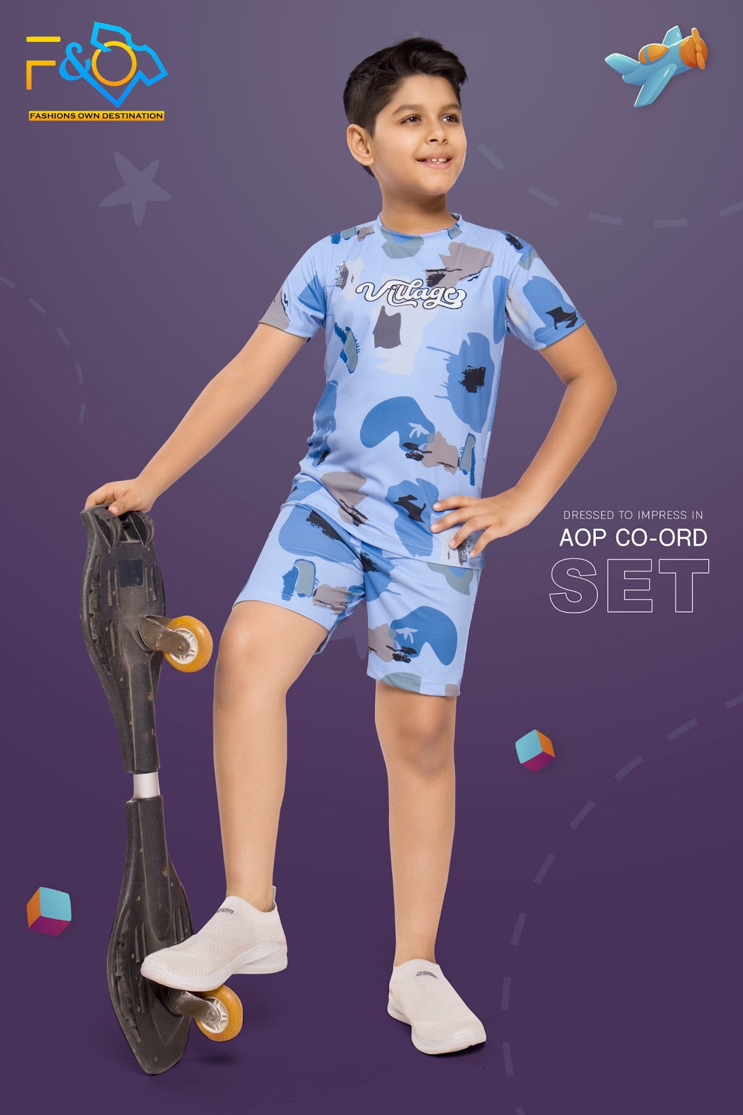 Super Duper Cool F&O Rib Boys Shorts Set Wholesale