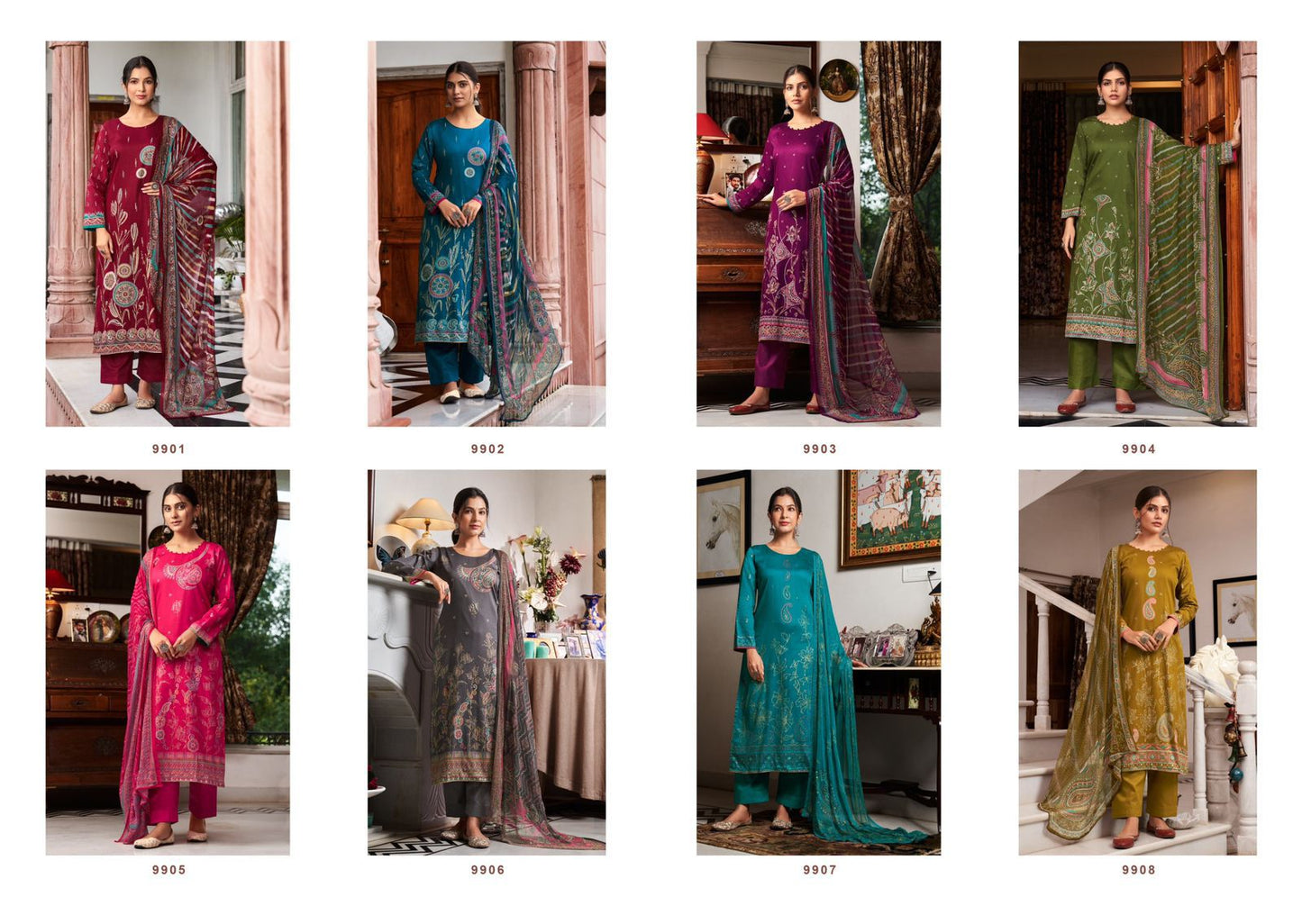 Super Gold - Once More Sunrise Jam Satin Pant Style Suits Exporter India