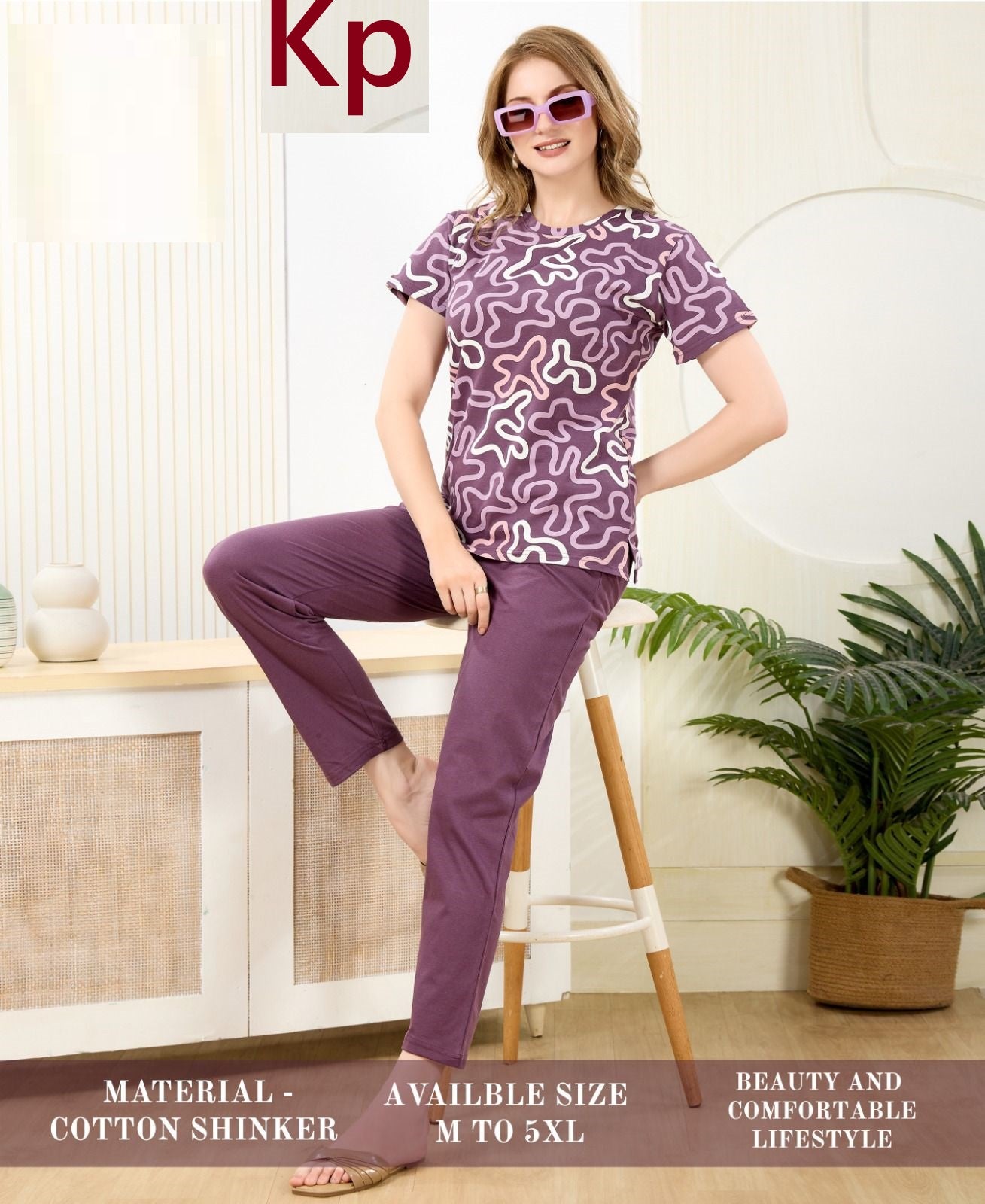 Super Hit 2306 Kp Sinker Pyjama Night Suits Wholesaler